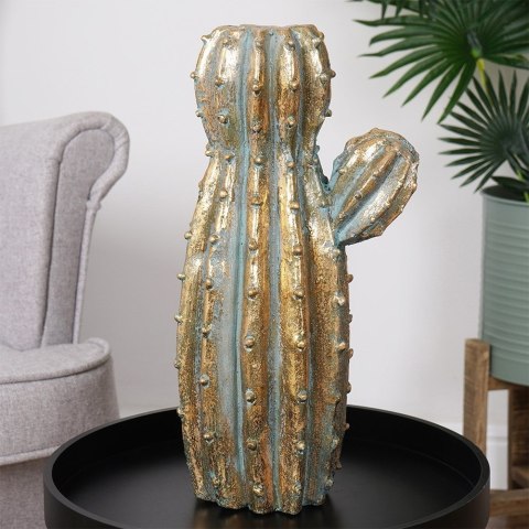 Wazon na kwiaty wysoki ceramiczny złoty kaktus 41.5cm VILDE 569931 Wazon na kwiaty wysoki ceramiczny złoty kaktus 41.5cm VILDE 569931