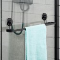 Wieszak na ręczniki łazienkowe uchwyt do wieszania metalowy czarny na przyssawki 60x8.5x11cm BATHROOM SOLUTIONS 567014