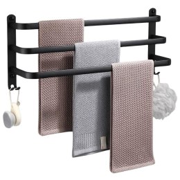 Wieszak ścienny na ręczniki uchwyt do wieszania METALOWY czarny 50cm VILDE 569706