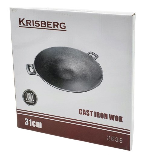 WOK ŻELIWNY 31cm KRISBERG KS-2638 WOK ŻELIWNY 31cm KRISBERG KS-2638