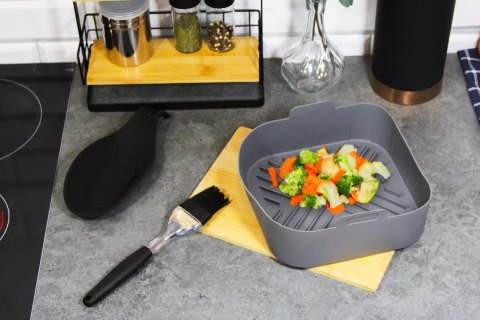 Wkład silikonowy do frytkownicy AIR FRYER kwadratowy szary forma 17CM BRUNBESTE BB-3375
