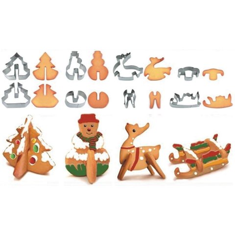 Wykrawacze do ciastek stalowe Boże Narodzenie 3D 8 ele. LA CUCINA 121113