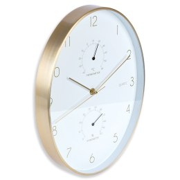 Zegar ścienny na ścianę biały złoty z termometrem higrometrem 27x34.5cm VILDE 569935