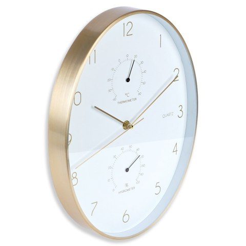 Zegar ścienny na ścianę biały złoty z termometrem higrometrem 27x34.5cm VILDE 569935 Zegar ścienny na ścianę biały złoty z termometrem higrometrem 27x34.5cm VILDE 569935