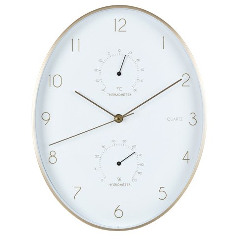 Zegar ścienny na ścianę biały złoty z termometrem higrometrem 27x34.5cm VILDE 569935 Zegar ścienny na ścianę biały złoty z termometrem higrometrem 27x34.5cm VILDE 569935