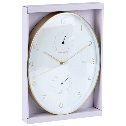 Zegar ścienny na ścianę biały złoty z termometrem higrometrem 27x34.5cm VILDE 569935 Zegar ścienny na ścianę biały złoty z termometrem higrometrem 27x34.5cm VILDE 569935
