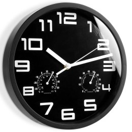 Zegar ścienny na ścianę czarny z termometrem higrometrem 25cm VILDE 569613-C