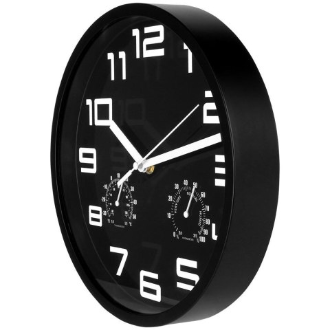 Zegar ścienny na ścianę czarny z termometrem higrometrem 25cm VILDE 569613-C Zegar ścienny na ścianę czarny z termometrem higrometrem 25cm VILDE 569613-C