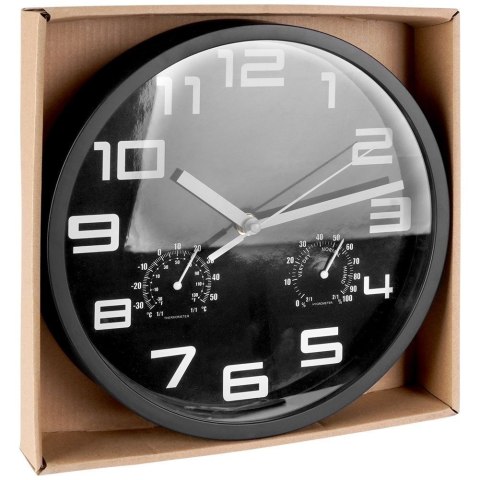 Zegar ścienny na ścianę czarny z termometrem higrometrem 25cm VILDE 569613-C Zegar ścienny na ścianę czarny z termometrem higrometrem 25cm VILDE 569613-C