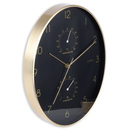 Zegar ścienny na ścianę czarny złoty z termometrem higrometrem 27x34.5cm VILDE 569934