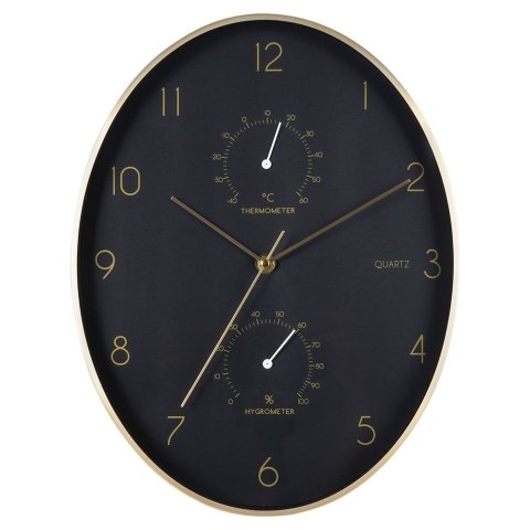 Zegar ścienny na ścianę czarny złoty z termometrem higrometrem 27x34.5cm VILDE 569934 Zegar ścienny na ścianę czarny złoty z termometrem higrometrem 27x34.5cm VILDE 569934