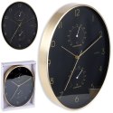 Zegar ścienny na ścianę czarny złoty z termometrem higrometrem 27x34.5cm VILDE 569934