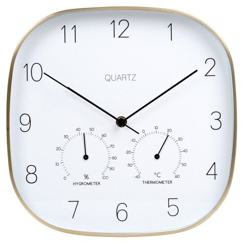 Zegar ścienny na ścianę z termometrem i higrometrem biały złoty 28.5cm VILDE 568132 Zegar ścienny na ścianę z termometrem i higrometrem biały złoty 28.5cm VILDE 568132