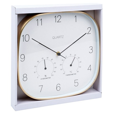 Zegar ścienny na ścianę z termometrem i higrometrem biały złoty 28.5cm VILDE 568132 Zegar ścienny na ścianę z termometrem i higrometrem biały złoty 28.5cm VILDE 568132