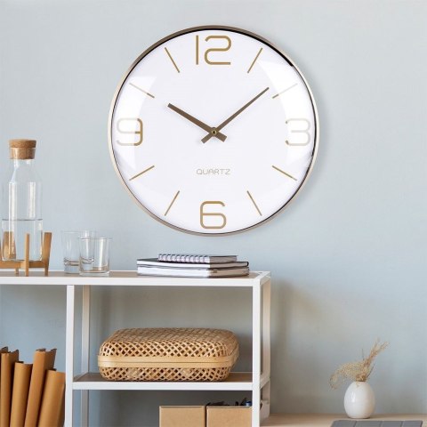 Zegar ścienny na ścianę złoty biały 30cm VILDE 569610-B Zegar ścienny na ścianę złoty biały 30cm VILDE 569610-B