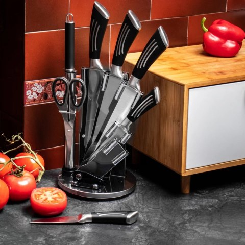 Zestaw noży kuchennych na stojaku 8-ele noże kuchenne komplet BRUNBESTE BB-3783