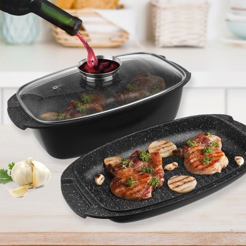 Brytfanna gęsiarka z pokrywką do piekarnika granitowa 3w1 GRANDE 5L 39x22cm ORION 127025 Brytfanna gęsiarka z pokrywką do piekarnika granitowa 3w1 GRANDE 5L 39x22cm ORION 127025