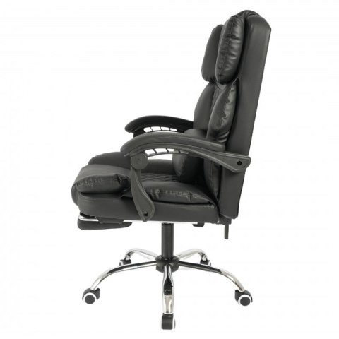 Fotel biurowy obrotowy MASTER PRESTIGE, podnóżek i masażer- ecoskóra czarny KO42CZ