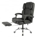Fotel biurowy obrotowy MASTER PRESTIGE, podnóżek i masażer- ecoskóra czarny KO42CZ