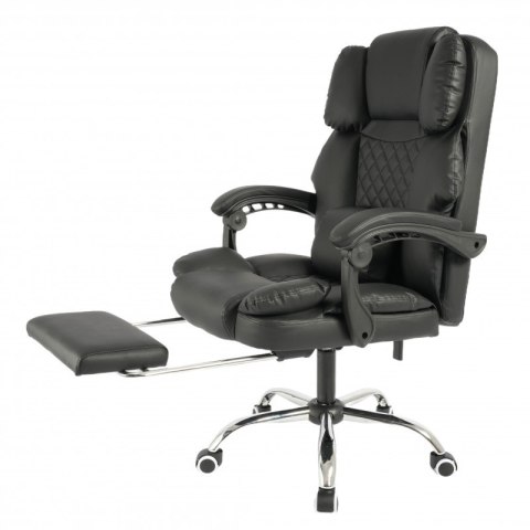 Fotel biurowy obrotowy MASTER PRESTIGE, podnóżek i masażer- ecoskóra czarny KO42CZ
