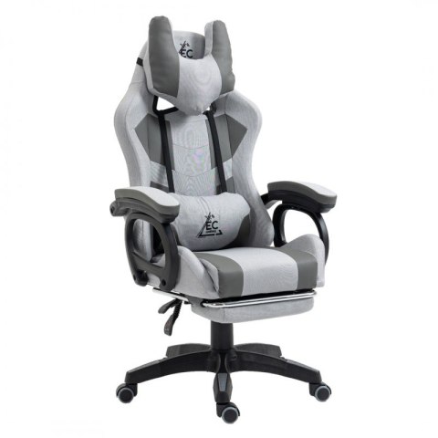 Fotel gamingowy obrotowy STUDENT, podnóżek i poduszka masująca, szary KO23SZ