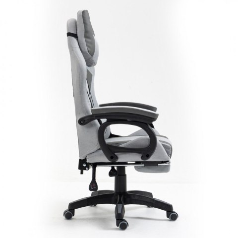 Fotel gamingowy obrotowy STUDENT, podnóżek i poduszka masująca, szary KO23SZ