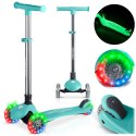 Hulajnoga trójkołowa dla dzieci balansowa świecąca w ciemności Ricokids Glow - turkusowa Hulajnoga trójkołowa dla dzieci balansowa świecąca w ciemności Ricokids Glow - turkusowa