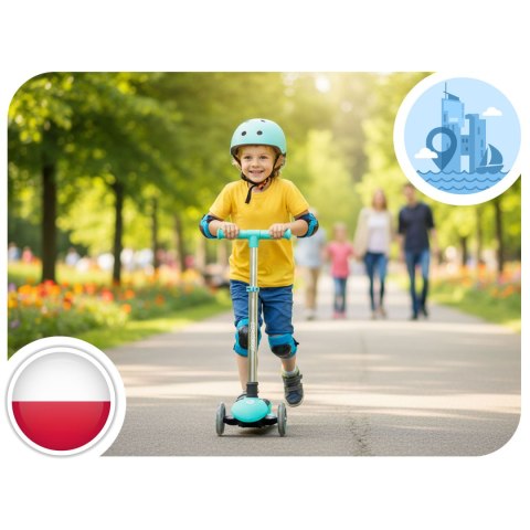 Hulajnoga trójkołowa dla dzieci balansowa świecąca w ciemności Ricokids Glow - turkusowa Hulajnoga trójkołowa dla dzieci balansowa świecąca w ciemności Ricokids Glow - turkusowa