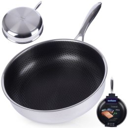 PATELNIA GŁĘBOKA STALOWA ZE STALI NIERDZEWNEJ NON-STICK INDUKCJA COOKCELL 28 CM ORION 112983