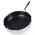 PATELNIA GŁĘBOKA STALOWA ZE STALI NIERDZEWNEJ NON-STICK INDUKCJA COOKCELL 28 CM ORION 112983