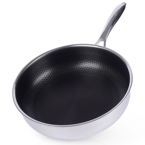 PATELNIA GŁĘBOKA STALOWA ZE STALI NIERDZEWNEJ NON-STICK INDUKCJA COOKCELL 28 CM ORION 112983