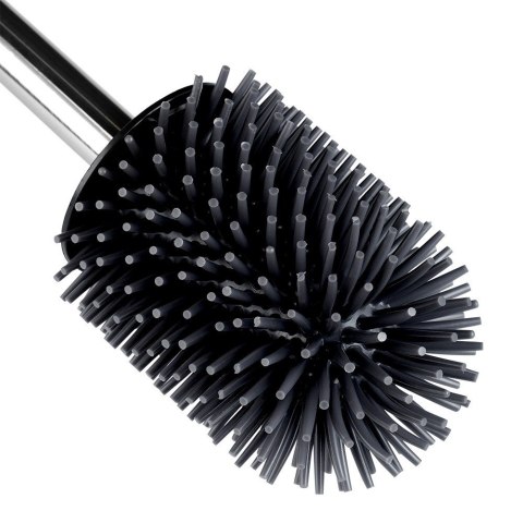 Szczotka do czyszczenia WC toalety silikonowa ze stojakiem szczypcami czarna VILDE 569988