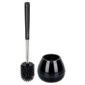 Szczotka do czyszczenia WC toalety silikonowa ze stojakiem szczypcami czarna VILDE 569988