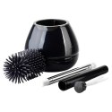 Szczotka do czyszczenia WC toalety silikonowa ze stojakiem szczypcami czarna VILDE 569988