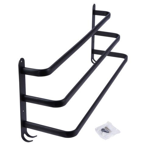 Wieszak ścienny na ręczniki uchwyt do wieszania METALOWY czarny 60cm VILDE 569707