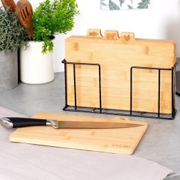 Zestaw desek deski do krojenia bambusowe ze stojakiem 4-ele 28x20cm VILDE 259004