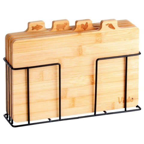 Zestaw desek deski do krojenia bambusowe ze stojakiem 4-ele 28x20cm VILDE 259004