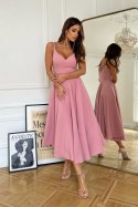 244-20 Sukienka Midi Na Ramiączkach - brudny róż