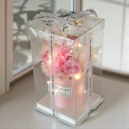 Bukiet zapachowych kwiatów mydlanych w pudełku na prezent, świecące LED BUK21