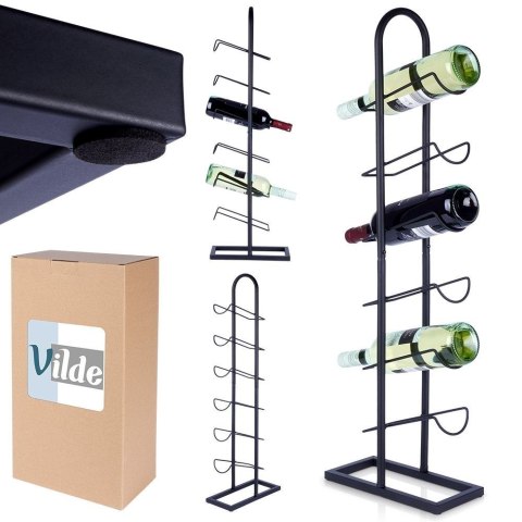 Stojak na wino butelki wina metalowy organizer czarny do 6 butelek VILDE 229079