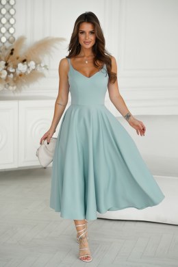 244-03 Sukienka Midi Na Ramiączkach - miętowy