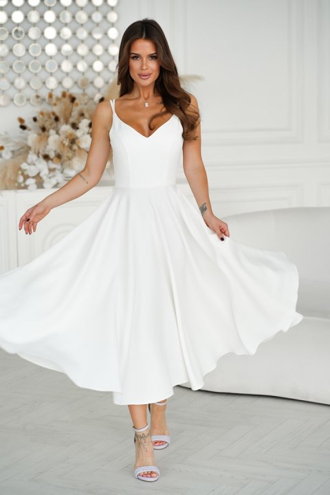 244-04 Sukienka Midi Na Ramiączkach - Ecru