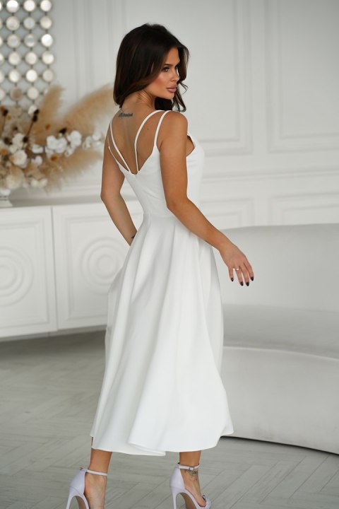 244-04 Sukienka Midi Na Ramiączkach - Ecru