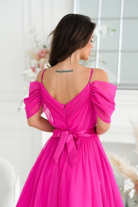 310-07 Długa Sukienka Hiszpanka - fuksja