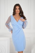 324-08 Sukienka Z Dwoma Cekinowymi Rękawami - Baby blue