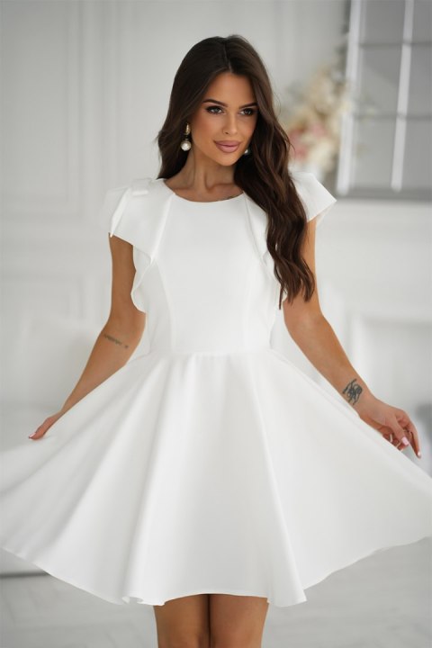 329-04 Elegancka Sukienka Z Falbanami - Ecru