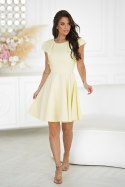 329-14 Elegancka Sukienka Z Falbanami - żółty