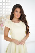 329-14 Elegancka Sukienka Z Falbanami - żółty