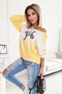 109-09 Bluza Farbowana Z Ptakiem - żółty