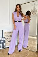 288-50 Kombinezon W Pepitkę - liliowy
